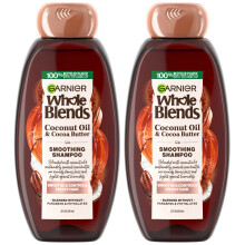 Garnier Whole Blends Kokosöl & Kakaobutter Glättendes Shampoo für frizziges Haar, 22 Fl Oz, 2 Stück
