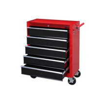 (Red/Black) Large 5 Drawer Rollcab Garage Professional Tool Chest Box With US Ball Bearing Slides Drawers