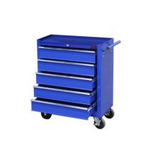 (Blue) Large 5 Drawer Rollcab Garage Professional Tool Chest Box With US Ball Bearing Slides Drawers