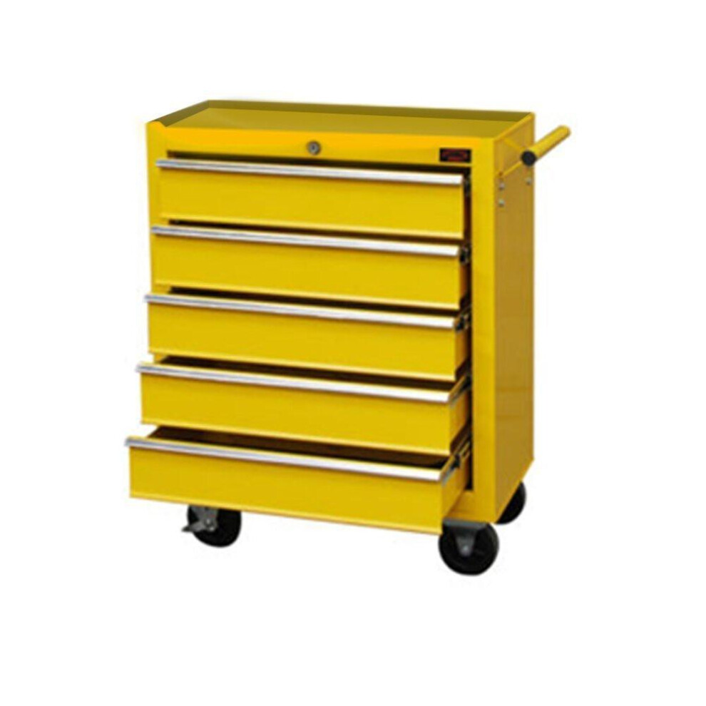 (Yellow) Large 5 Drawer Rollcab Garage Professional Tool Chest Box With US Ball Bearing Slides Drawers