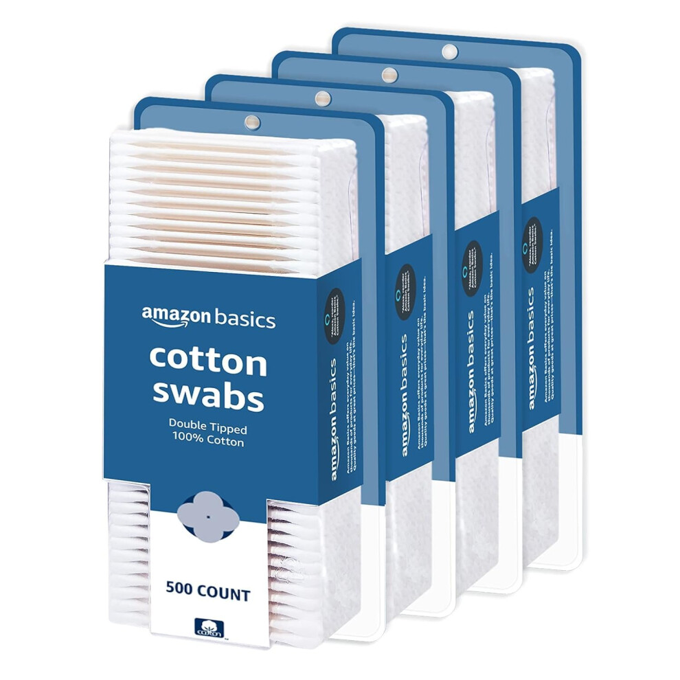 Amazon Basics Cotton Swabs  2000 Count 4 Packs of 500