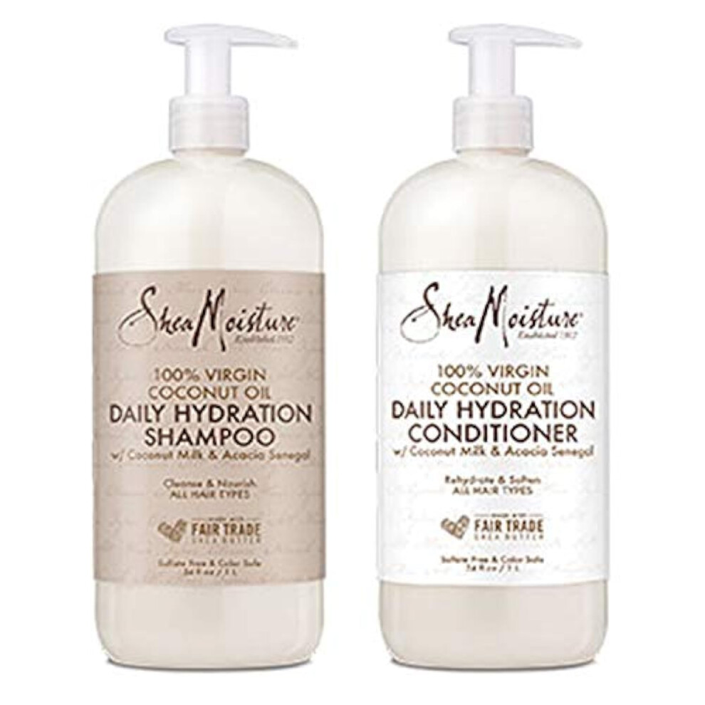 Shea Moisture Moisturizing Shampoo and Conditioner Set Coconut Oil Daily Hydration  Made with Real Coconut Oil  34 Fl Ounce