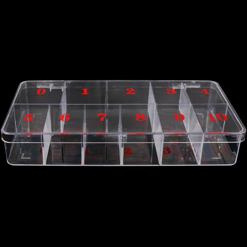 Beauticom Usa Small Empty 11 Space Nail Art Tip Storage Organizer Box Case Large - Clear Color - For False Nail Tips Vitamins Accessories 11 Secti