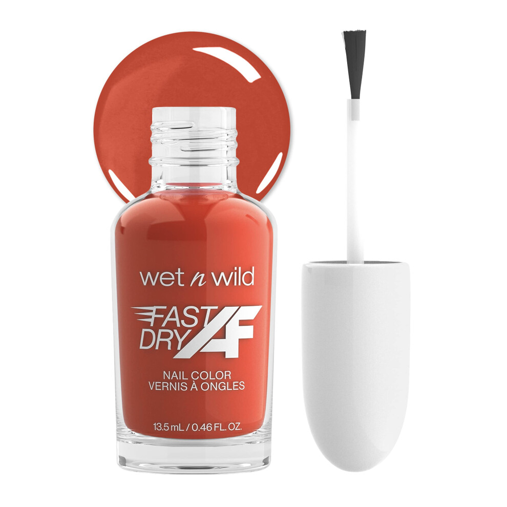 wet n wild Fast Dry AF Nail Polish Color  OrangeRed Toasted  Quick Drying  40 Seconds  Long Lasting  5 Days  Shine