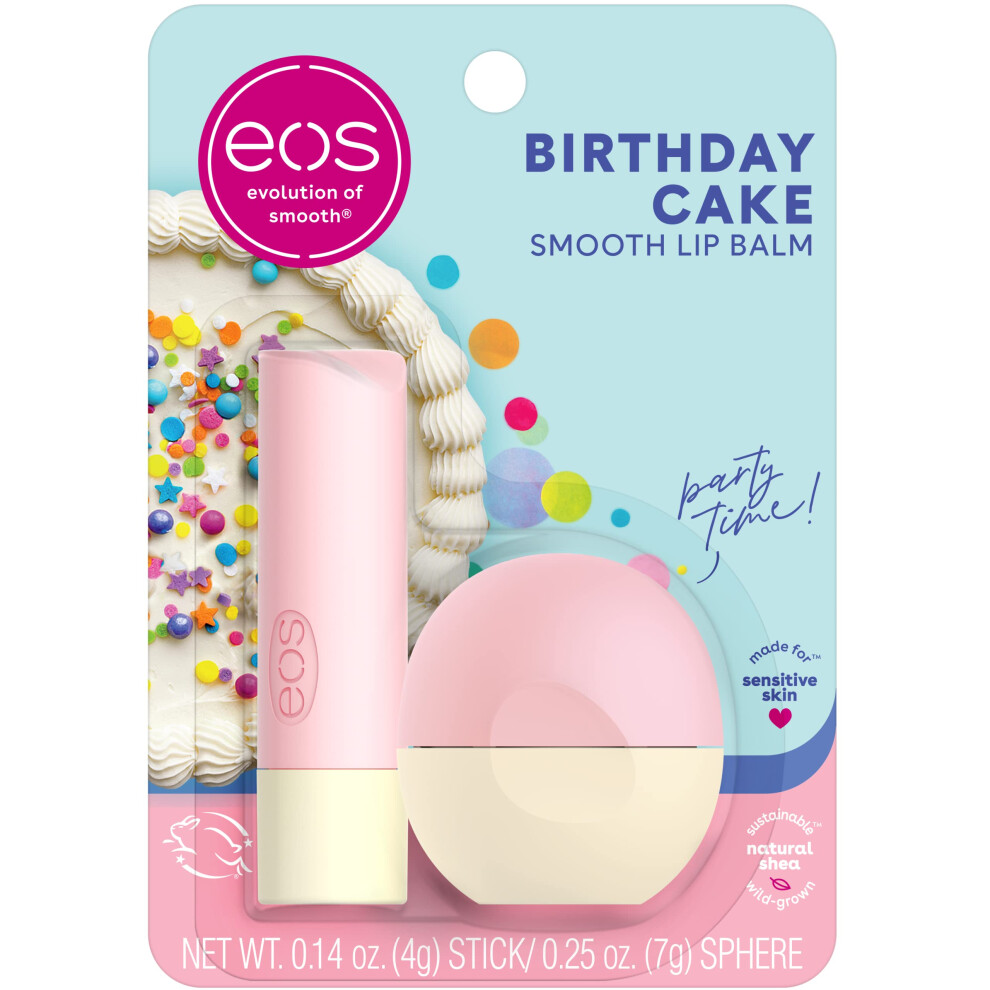 Eoe Eos Natural Shea Lip Balm Birthday Cake Allday Moisture Lip Care Products 039 Oz