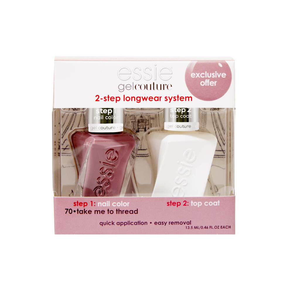 essie Gel Couture Nail Polish Kit  Mauve Nail Polish  Top Coat  Take Me To Thread  046 oz each