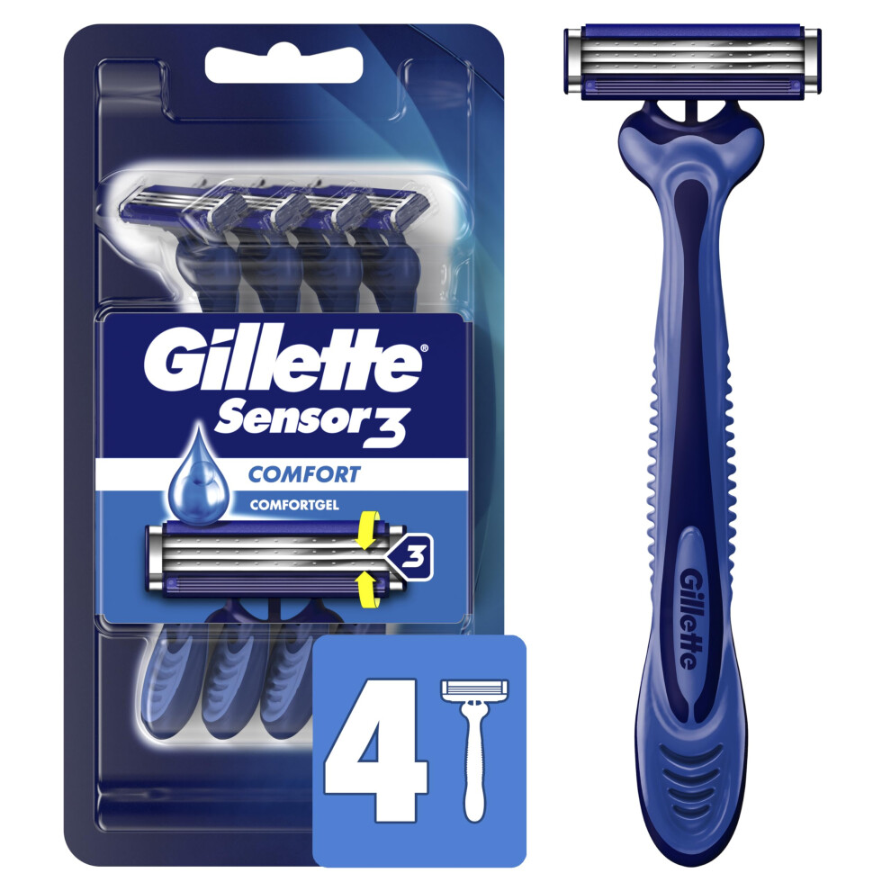 Gillette Sensor3 Smooth Shave Disposable Razor  4 Count