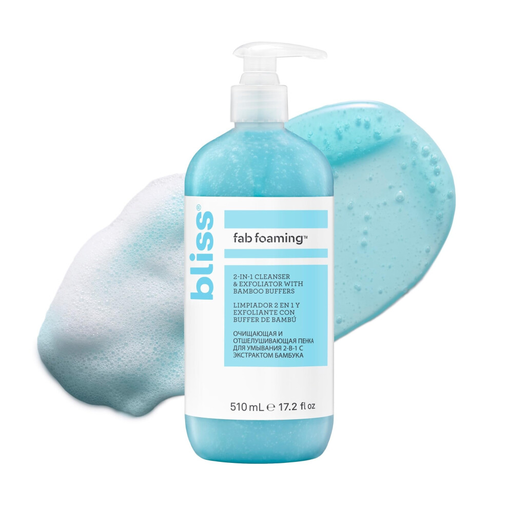 Bliss Pro Fab Foaming 2In1 Cleanser and Exfoliator with Bamboo Buffers  172 Fl Oz  OilFree Gel Face Wash  Makeup Remover