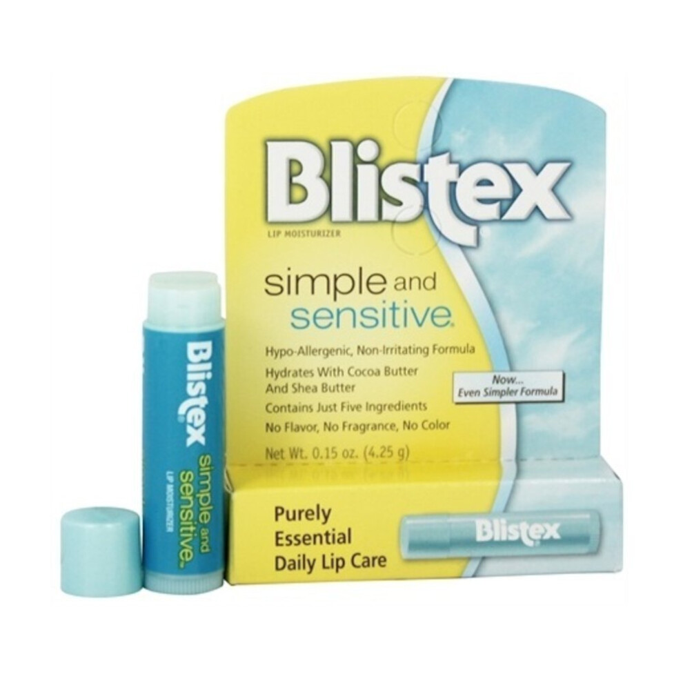 Blistex Moisturizers  Simple and Sensitive  Unflavored  015 Oz Pack of 24