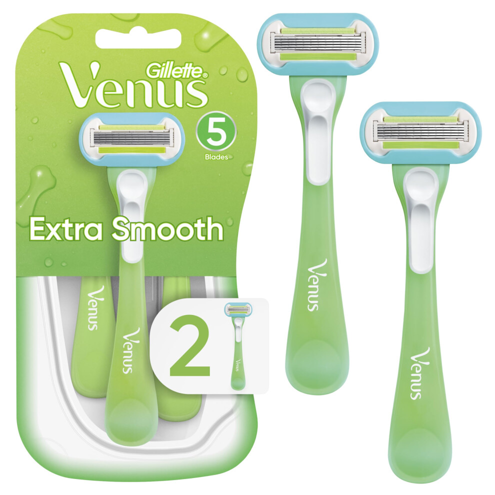 Gillette Venus Extra Smooth Green Disposable Womens Razors  2 Count