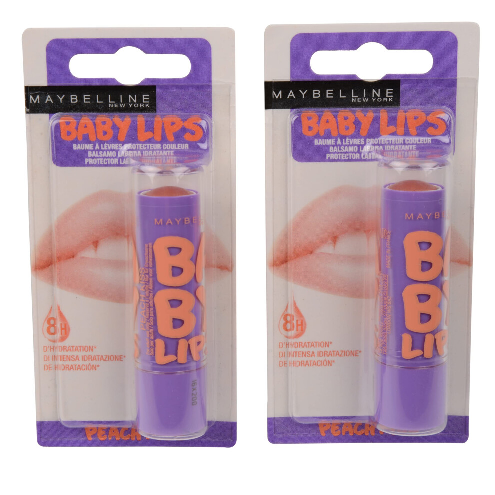 Maybelline Baby Lips Moisturizing Lip Balm SPF 20  Peach Kiss 015 oz Pack of 2