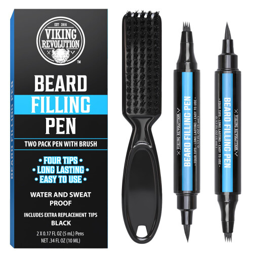 Viking Revolution Crayon à Barbe (2 Pack) - Crayon Noir pour Hommes
