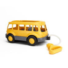 Green Toys Yellow School Bus Wagon - 100% Recycled Toy Bus with Cotton Rope Handle, Fun Bus Toys for Toddlers & Children
