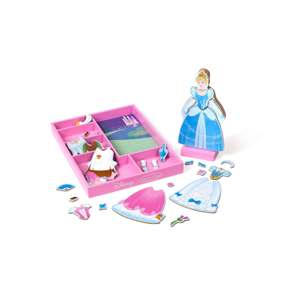 Melissa  Doug Disney Cinderella Magnetic DressUp Wooden Pretend Play Set 30 pcs  Toys  Princess Dress Up Doll For Preschoo