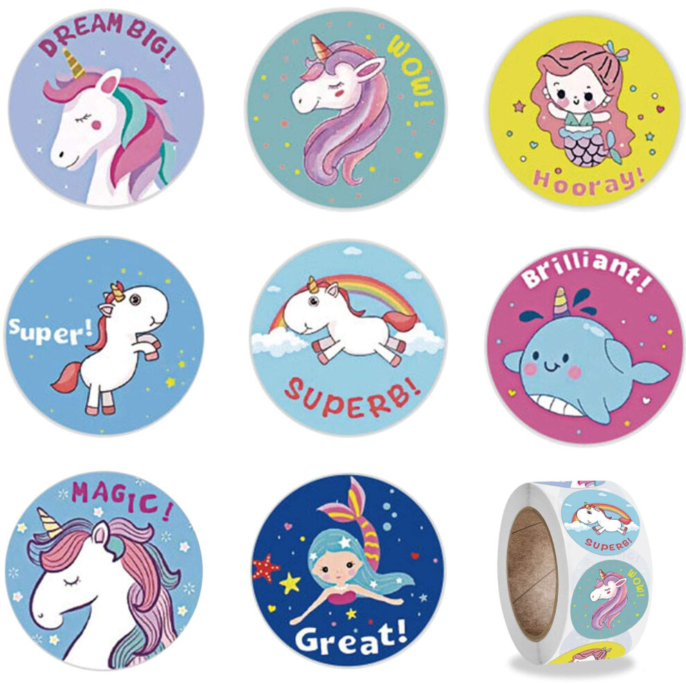 Roranic Lot De 500 Autocollants Licornes Et Sir Nes Pour Filles, 2,5 Cm, Pour R Compenser Les Anniversaires En Classe (Type A)-image