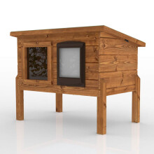 Outdoor Cat House Self Heating Kennel with One Way Privacy Window
