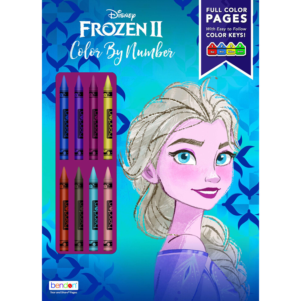 Disney Frozen 2 Elsa 32Page Color by Number Activity Book with 8 Crayons 45824 Bendon