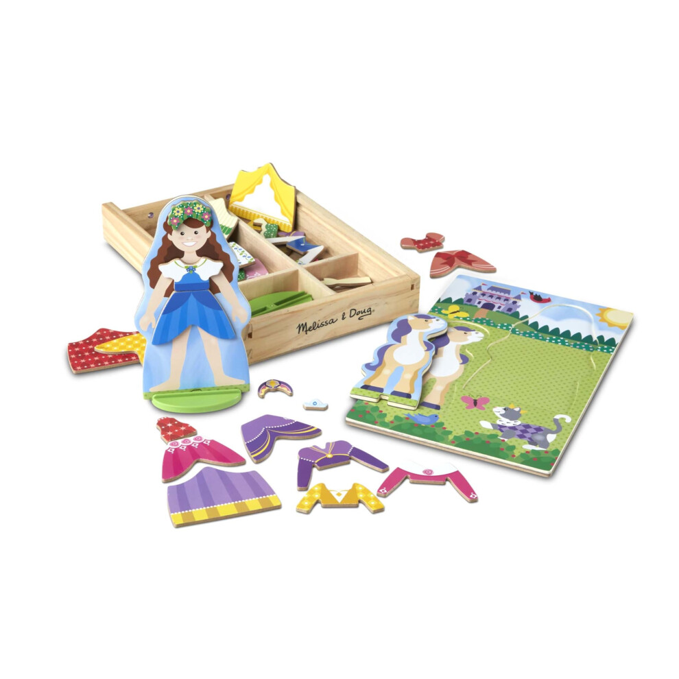 Melissa  Doug Princess  Horse Magnetic DressUp Wooden Dolls Pretend Play Set 35 pcs