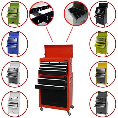 (Red/Black) Large Tool Chest Top Cabinet Top Box And Rollcab Box 1