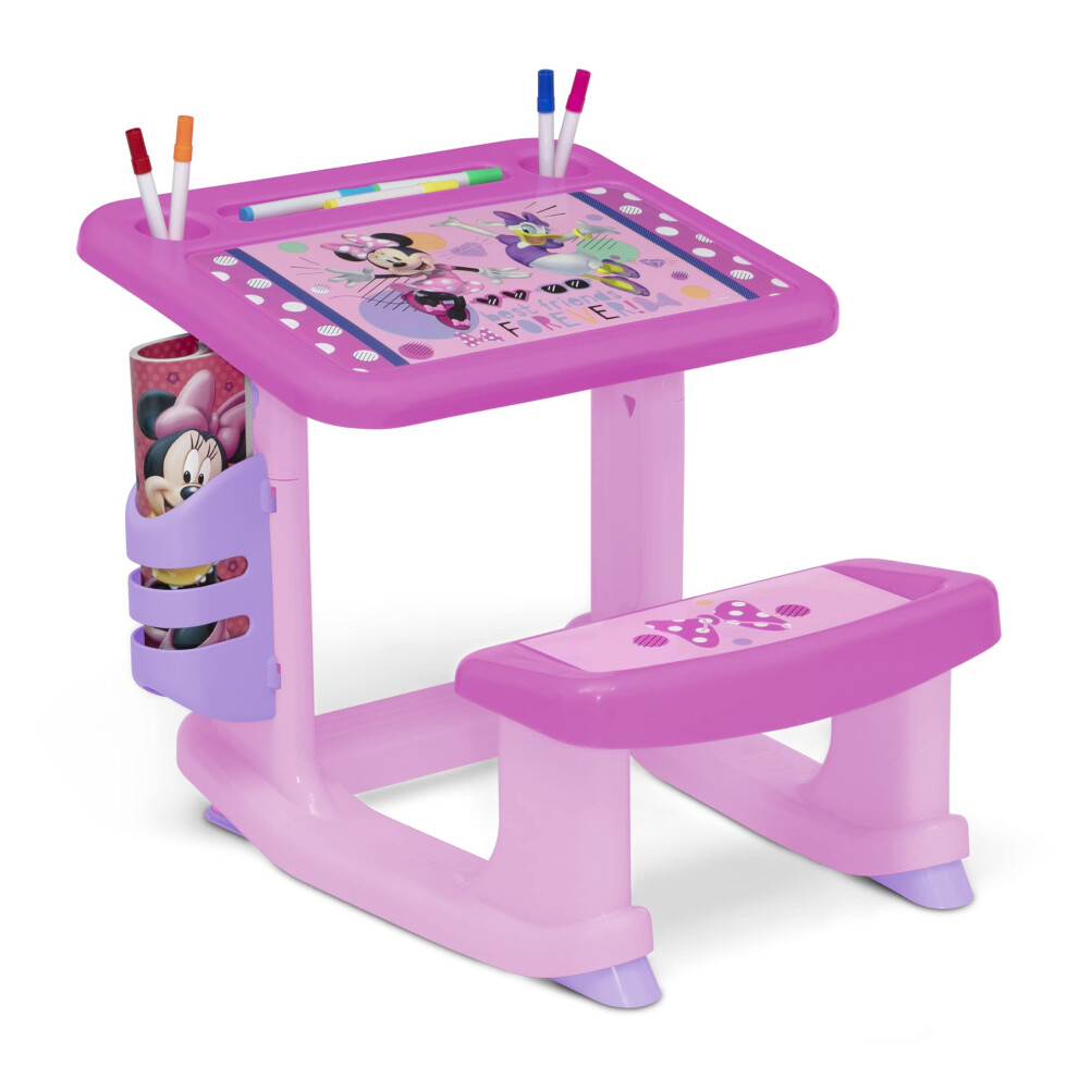 Disney Minnie Mouse Draw and Play Desk by Delta Children  Includes 10 Markers and Coloring Book  Pink