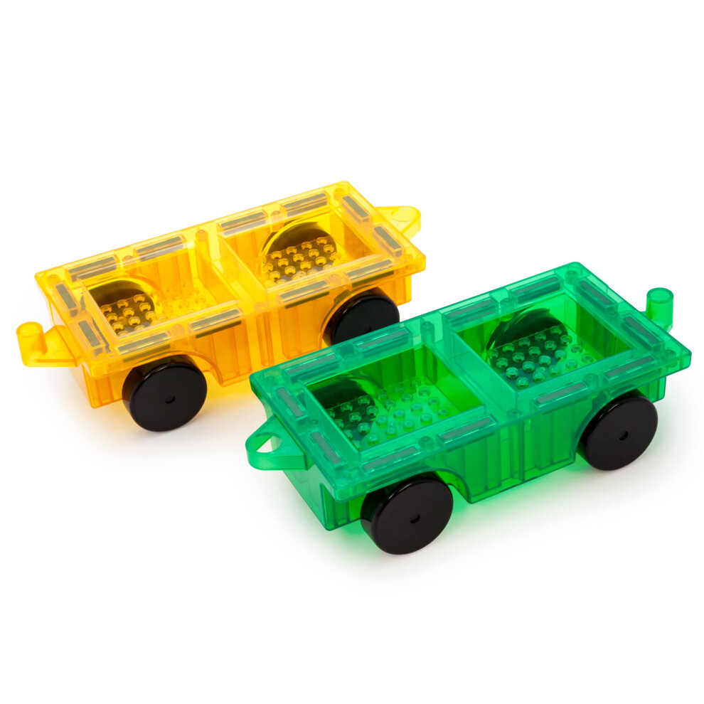 Photos - Construction Toy PicassoTiles 2pcs Magnetic Tiles Expansion Car Truck Building Blocks Compatible Set Kids Magnet Bricks STEM Learning Toys Ma