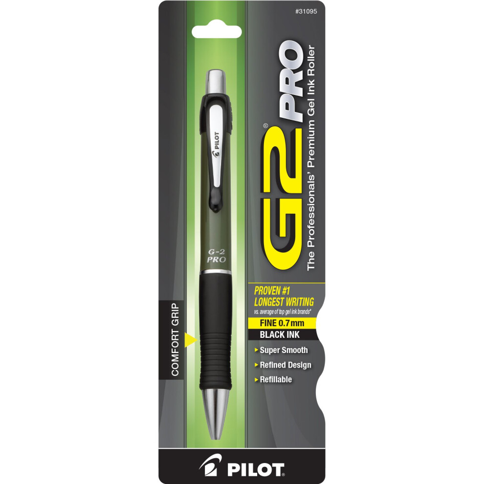 PILOT G2 Pro Refillable  Retractable Rolling Ball Gel Pen  Fine Point  Barrel Colors Vary  Black Ink  Single Pen 31095