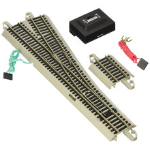 Bachmann Trains - Snap-Fit E-Z TRACK #5 WEICHE - RECHTS (1/karte) - NICKEL SILBER Schiene mit grauem Gleisbett - H0 Maßstab