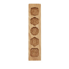 Mould Press 5 Flower Environmental Wooden Muffin And Mooncake Cups Handmade Soap Molds Biscuit Chocolate Ice Cake candy Cake Pan