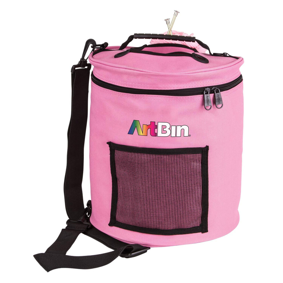 ArtBin 6806SA Yarn Drum  Portable Knitting  Crochet Storage  1 Poly Canvas Tote Bag  Pink