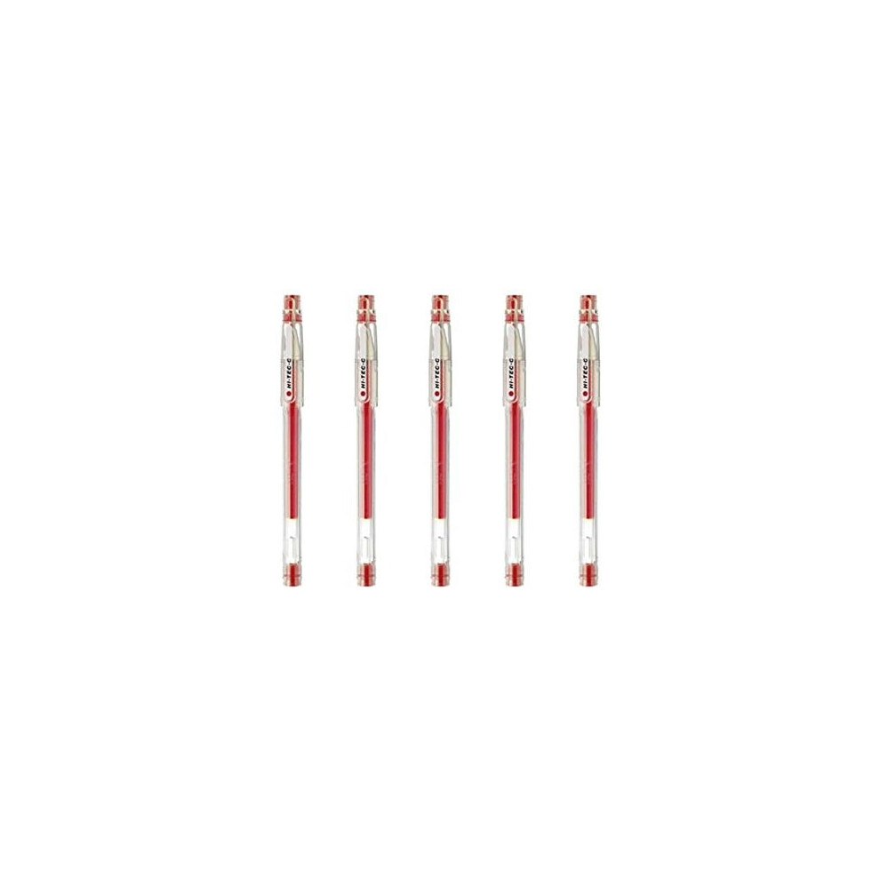 Pilot HiTecC 04 Gel Ink Pen  Ultra Fine Point 04mm  Red Ink  LH20C4  Value Set of 5