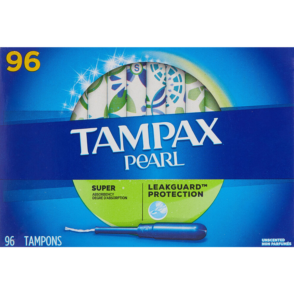 Tampax Pearl Unscented Super Absorbency Tampons  96 Count