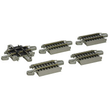 Bachmann Trains - Snap-Fit E-Z TRACK 90 KREUZUNG (1/Karte) - NICKEL SILBER Schiene mit grauem Untergrund - HO Maßstab