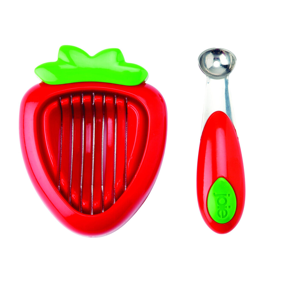 MSC International Joie Strawberry Hull and Slice  BPA Free  FDA Approved  2Piece Set  Red