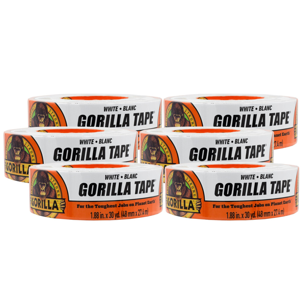 Gorilla Tape  White Duct Tape  188 x 30 yd  White  Pack of 6