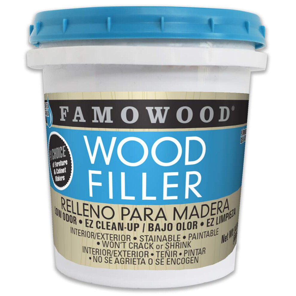 FamoWood 40022112 Latex Wood Filler  Pint  CherryDark Mahogany