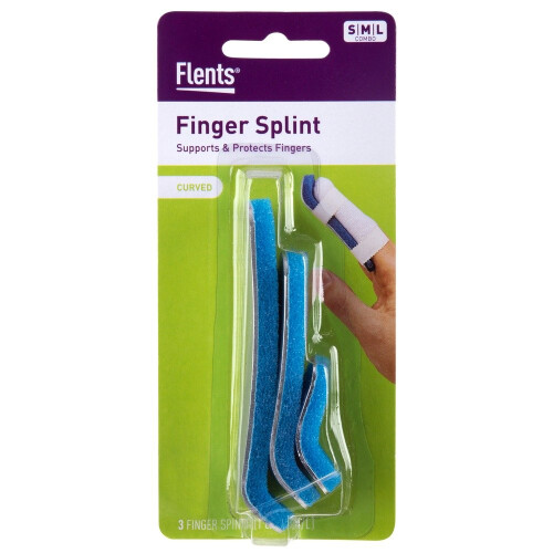 Flents, Fingerschiene, Gebogen, S,M,L, 3-teiliges Set