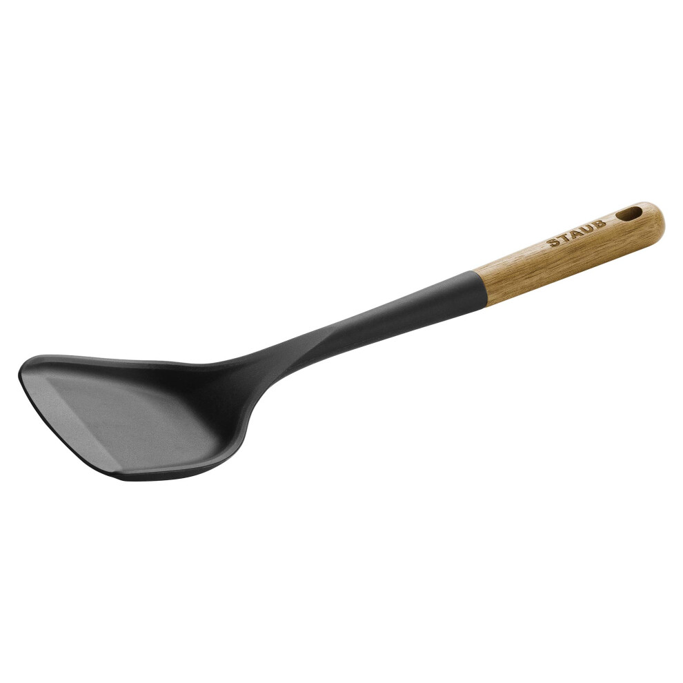 STAUB Wok Spatula  Perfect for Scooping  Flipping  Stirring  and Turning Stir Fries  One Size  Durable BPAfree Matte Black Sili