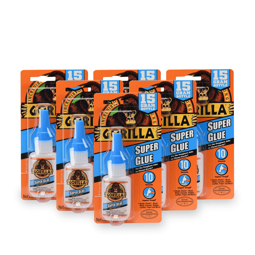 Gorilla Super Glue 15 Gram  Clear  Pack of 6