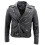 (L) Men's Black Brando Leather Biker Jacket Abc 1