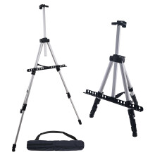 U.S. Art Supply 66" Stevige Zilveren Aluminium Tripod Schildersezel - Verstelbare Hoogte 18" tot 5.5 Voet, Houdt 36" Canvas