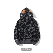 (XL, 5) BAPE Shark Head Ape Head Zipper Top Color Complete Sweater 3D Sweater Zipper Hoodie3