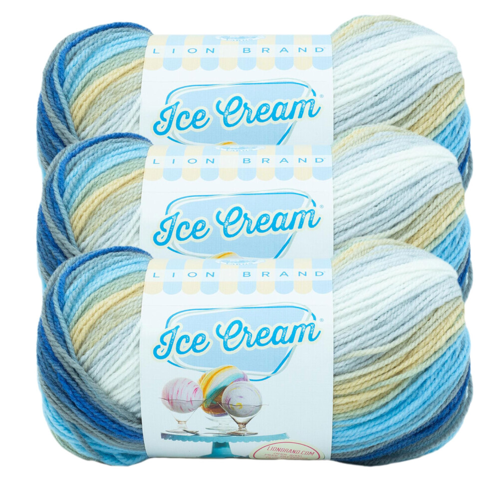 3 Pack Lion Brand Yarn Ice Cream Baby Yarn  Butter Pecan