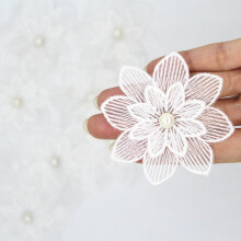 (Pachet de 10) Broderie, flori albe, plasture cusut, insigna, rochie de mireasa, aplica?ie brodata DIY (alb)