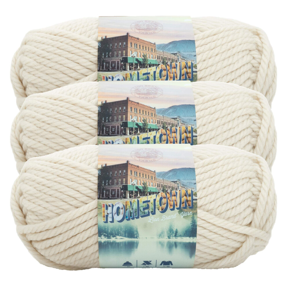 Lion Brand Yarn Hometown Yarn  Bulky Yarn  Yarn for Knitting and Crocheting  3Pack  Houston Cream