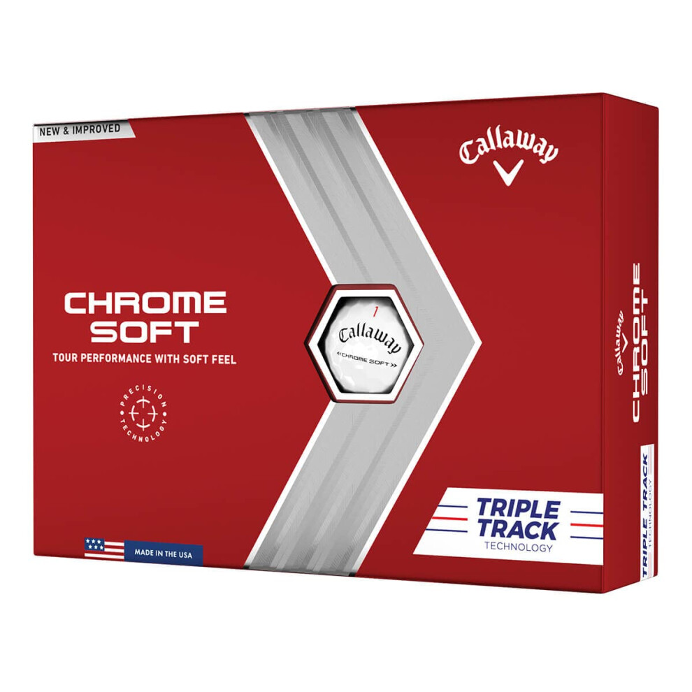 Callaway Golf 2022 Chrome Soft Golf Balls  Triple Track  White