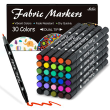 Markere pentru ?esaturi Lelix 30 de culori permanente Pixuri din ?esatura cu vrf dublu pentru scris pictura pe tricouri Haina pantofi sport Fe?e