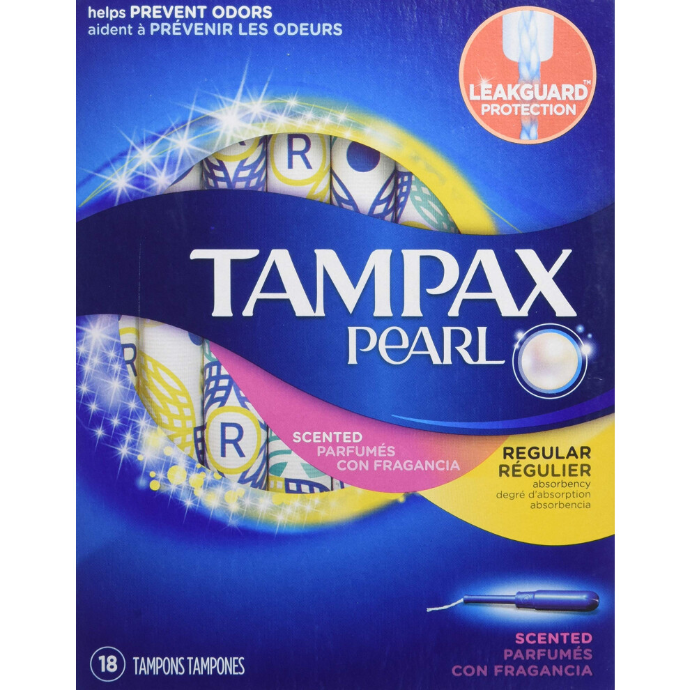 Tampax Pearl Tampons  Fresh Scent  Regular  18 ct  Blue