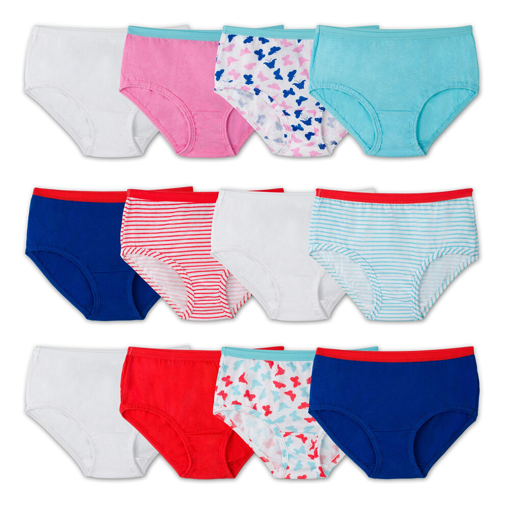 Fruit of the Loom Big Girls Brief  Assorted  12 Pack of 12