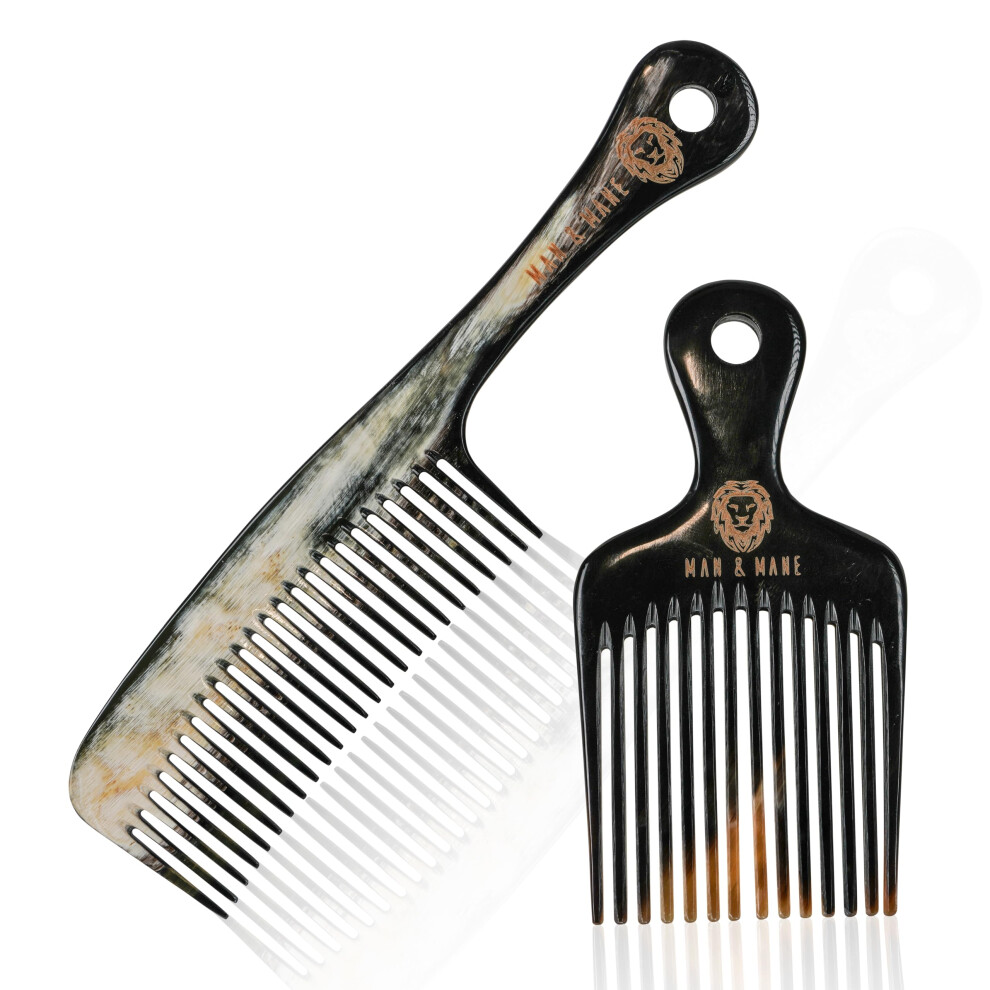 Premium Handmade 100 Oxhorn Antistatic Detangling Styling and Hair Pick Combs Combo Pack for Women  Men