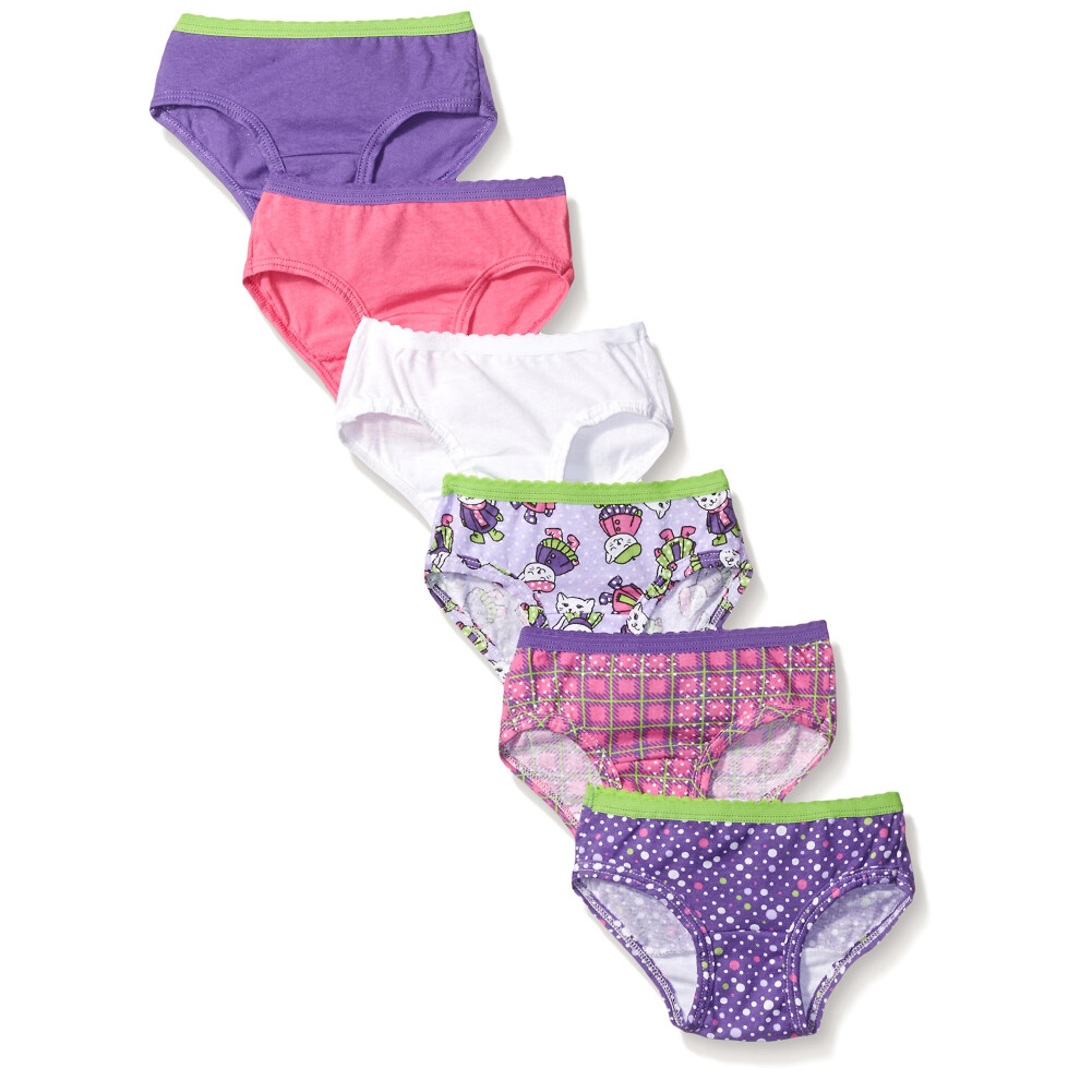 Fruit of the Loom Girls Little 6 Pack Assorted Hipster  4T